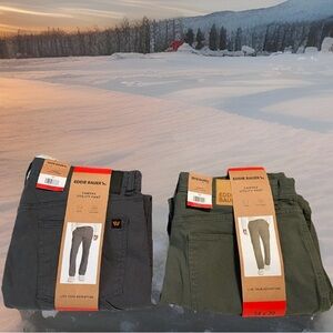 2x Eddie Bauer Men's Canvas Durable Stretch Gray & Green Utility Pants 34x29